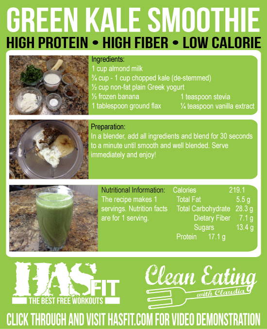 Kale Smoothie Recipe - HASfit Green Smoothie Recipes - High Fiber - Healthy Smoothie  Recipes