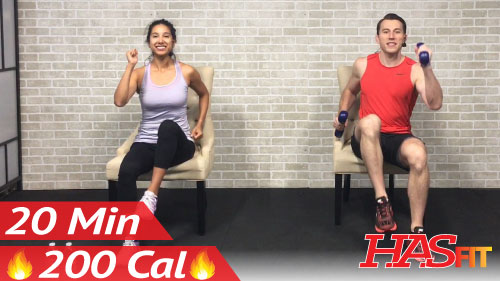 20 Min Chair Exercises Sitting Down Workout - HASfit - Free Full Length ...
