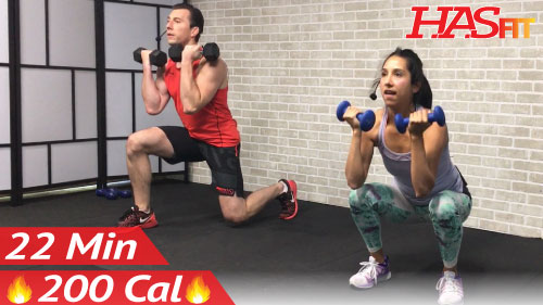 22 Min Strength and Cardio Workout w/ Warm up and Cool Down - HASfit ...